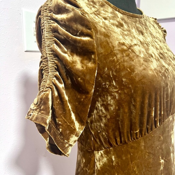 Who What Wear Gold Puff renaissance festival  tiered Sleeve Midi Sundress XS - Picture 4 of 10